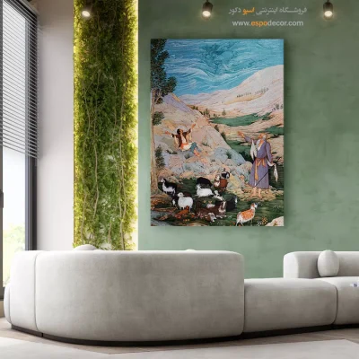 نقاشی ایرانی قاب‌دار - موسی و شبان – تابلو نقاشی های حسین بهزاد - اسپو دکور