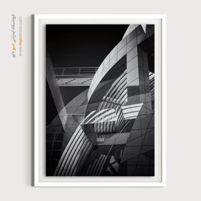 تابلو آبستره مدرن - رقص هندسه – تابلو سیاه و سفید - اسپو دکور