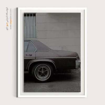 تابلو دکوراسیون گاراژ/کافی‌شاپ - انتظار خاموش – تابلو سیاه و سفید - اسپو دکور