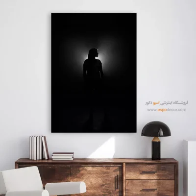 خرید تابلو چهره مفهومی - راز نور – تابلو سیاه و سفید - اسپو دکور