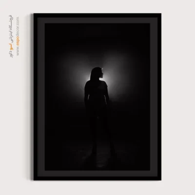 خرید تابلو چهره مفهومی - راز نور – تابلو سیاه و سفید - اسپو دکور