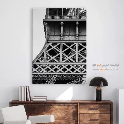 تابلو با تصاویر زیبا برج ایفل - بافت پاریس – تابلو سیاه و سفید - اسپو دکور