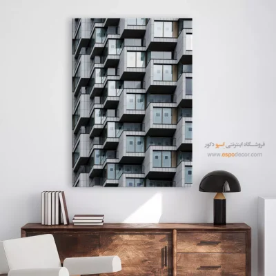 تابلو معماری مدرن - ریتم مکعب – تابلو سیاه و سفید - اسپو دکور