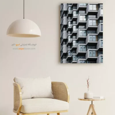 تابلو معماری مدرن - ریتم مکعب – تابلو سیاه و سفید - اسپو دکور