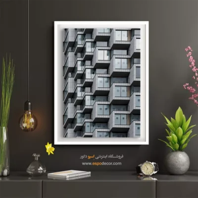 تابلو معماری مدرن - ریتم مکعب – تابلو سیاه و سفید - اسپو دکور