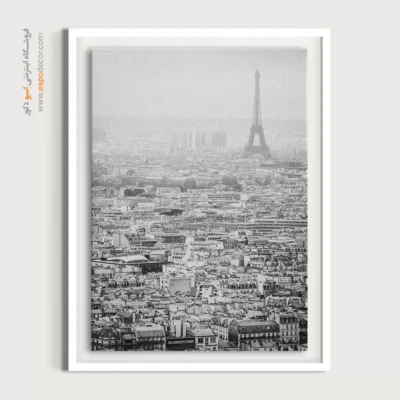 تابلو منظره شهری پاریس - مه در پاریس – تابلو سیاه و سفید - اسپو دکور
