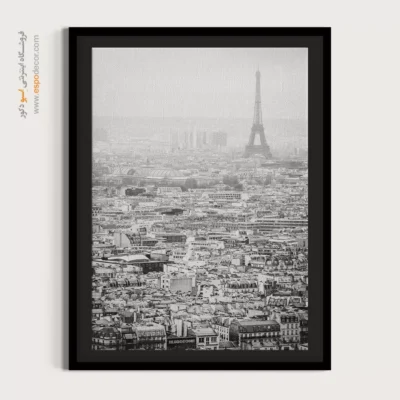 تابلو منظره شهری پاریس - مه در پاریس – تابلو سیاه و سفید - اسپو دکور