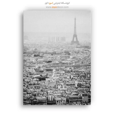 تابلو منظره شهری پاریس - مه در پاریس – تابلو سیاه و سفید - اسپو دکور