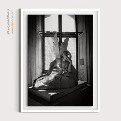 تابلو دکوراتیو کلاسیک - بوسهٔ ابدی – تابلو سیاه و سفید - اسپو دکور