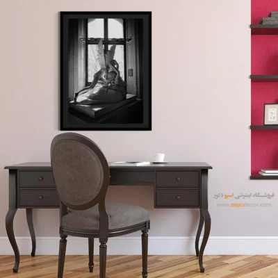 تابلو دکوراتیو کلاسیک - بوسهٔ ابدی – تابلو سیاه و سفید - اسپو دکور