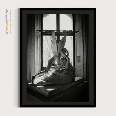 تابلو دکوراتیو کلاسیک - بوسهٔ ابدی – تابلو سیاه و سفید - اسپو دکور