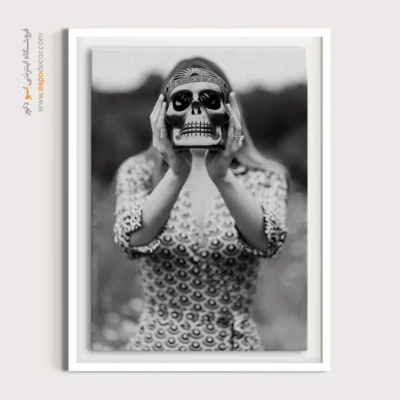 تابلو با طرح فیگور - نقاب سکوت – تابلو سیاه و سفید - اسپو دکور