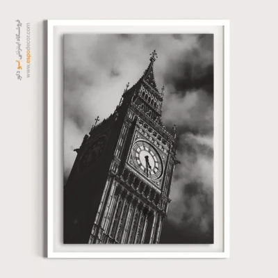 تابلو بوم برج بیگ بن - ابهت لندن – تابلو سیاه و سفید - اسپو دکور