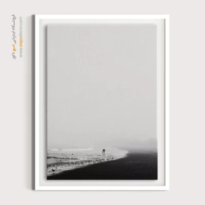 تابلو بوم ساحل مینیمال - کرانهٔ تنهایی – تابلو سیاه و سفید - اسپو دکور