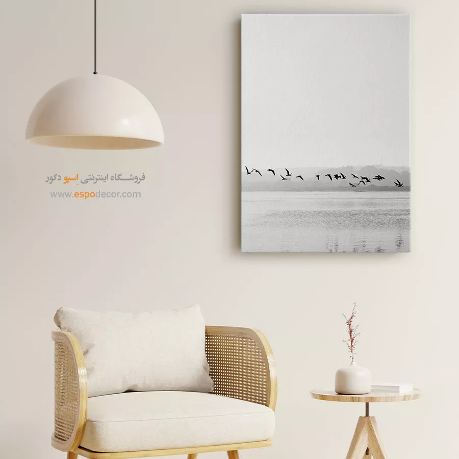 تابلو بوم پرندگان در پرواز - خط پرواز – تابلو سیاه و سفید - اسپو دکور