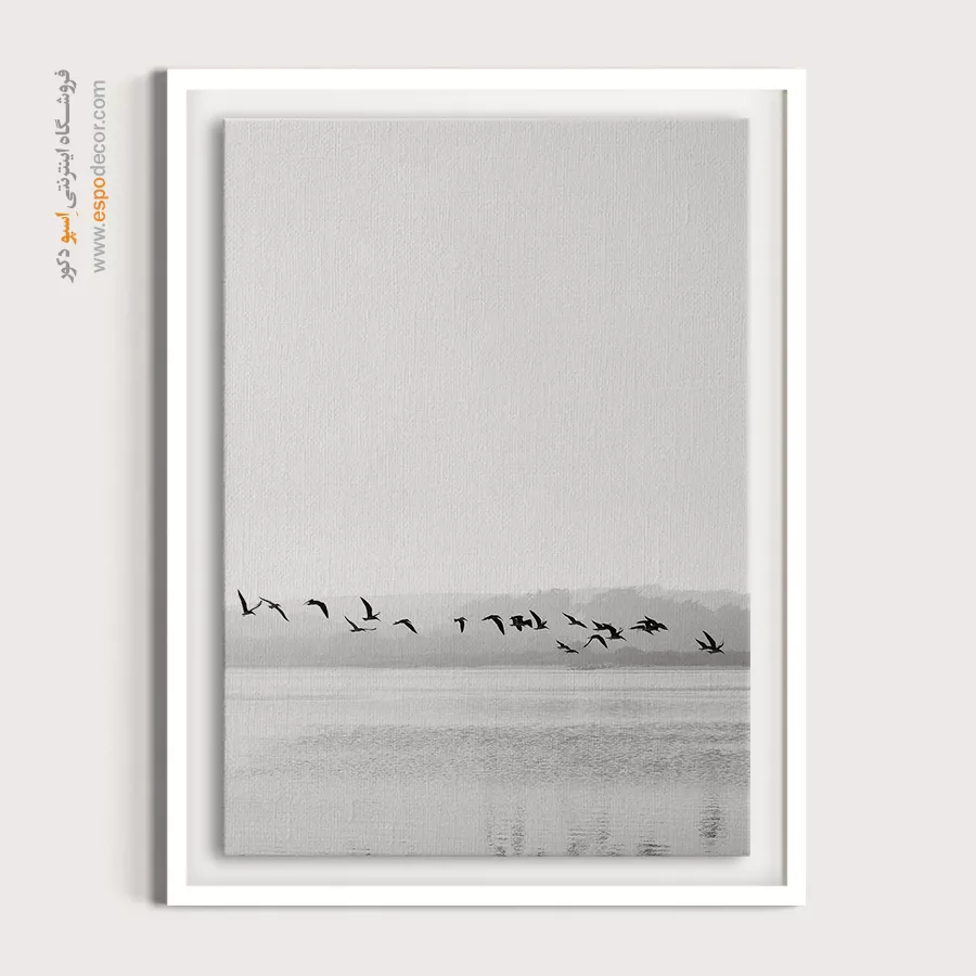 تابلو بوم پرندگان در پرواز - خط پرواز – تابلو سیاه و سفید - اسپو دکور
