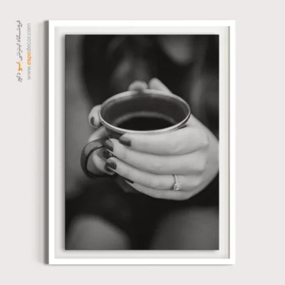 تابلو بوم سیاه و سفید برای دکوراسیون کافهها یا نشیمن - فنجان – تابلو سیاه و سفید - اسپو دکور