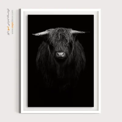 تابلو سیاه و سفید برای بالای شومینه - گاومیش – تابلو سیاه و سفید - اسپو دکور