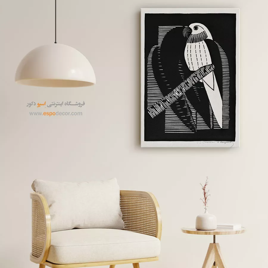 دکور مینیمالیستی - طوطی – تابلو سیاه و سفید - اسپو دکور