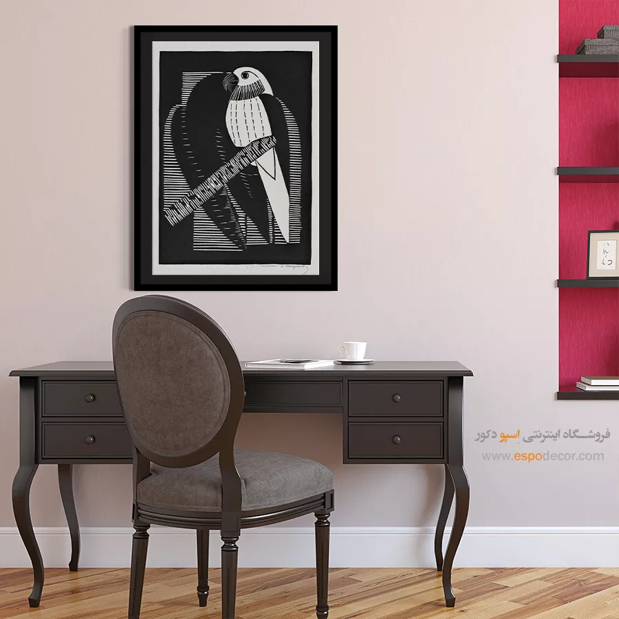 دکور مینیمالیستی - طوطی – تابلو سیاه و سفید - اسپو دکور
