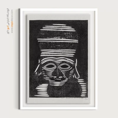 خرید تابلو پرتره مفهومی - ماسک قبیله‌ – تابلو سیاه و سفید - اسپو دکور