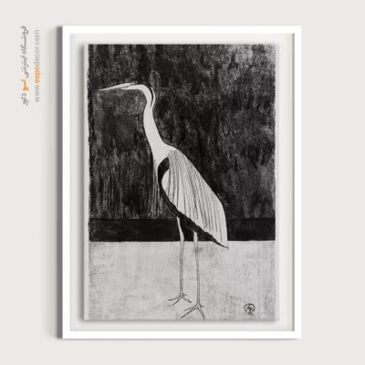 تابلو هنری مدرن - حواصیل – تابلو سیاه و سفید - اسپو دکور