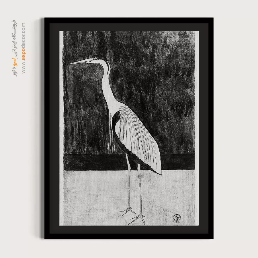 تابلو هنری مدرن - حواصیل – تابلو سیاه و سفید - اسپو دکور