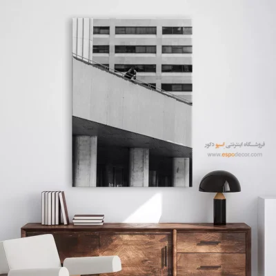 تابلو بتن و معماری - تنها روی پل – تابلو سیاه و سفید - اسپو دکور