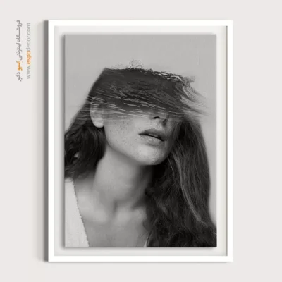 تابلو دیواری مینیمال سیاه و سفید - موج بر چهره – تابلو سیاه و سفید - اسپو دکور