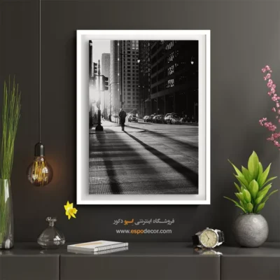 تابلو برای دفاتر کار - تنها در شهر – تابلو سیاه و سفید - اسپو دکور