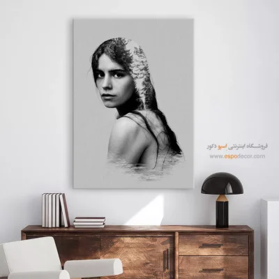 تابلو بوم سیاه سفید بزرگ - جنگل درونی – تابلو سیاه و سفید - اسپو دکور