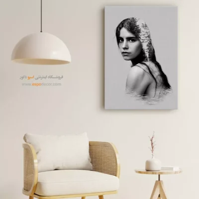 تابلو بوم سیاه سفید بزرگ - جنگل درونی – تابلو سیاه و سفید - اسپو دکور