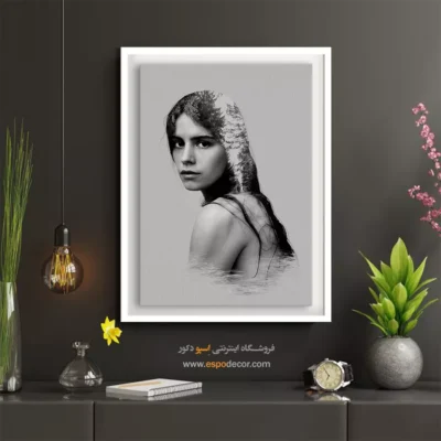 تابلو بوم سیاه سفید بزرگ - جنگل درونی – تابلو سیاه و سفید - اسپو دکور