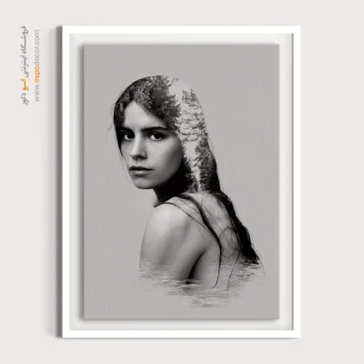 تابلو بوم سیاه سفید بزرگ - جنگل درونی – تابلو سیاه و سفید - اسپو دکور