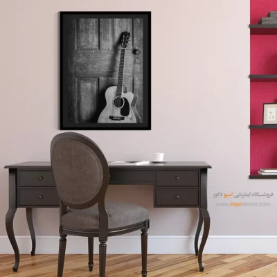 تابلو سیاه و سفید ساز موسیقی - ملودی گیتار – تابلو سیاه و سفید - اسپو دکور