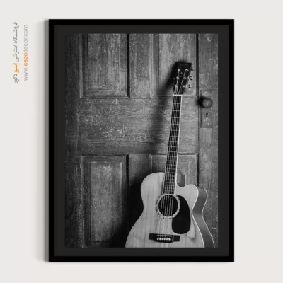 تابلو سیاه و سفید ساز موسیقی - ملودی گیتار – تابلو سیاه و سفید - اسپو دکور
