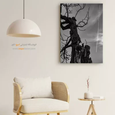 چاپ تابلو روی بوم مدرن - شاه درخت – تابلو سیاه و سفید - اسپو دکور