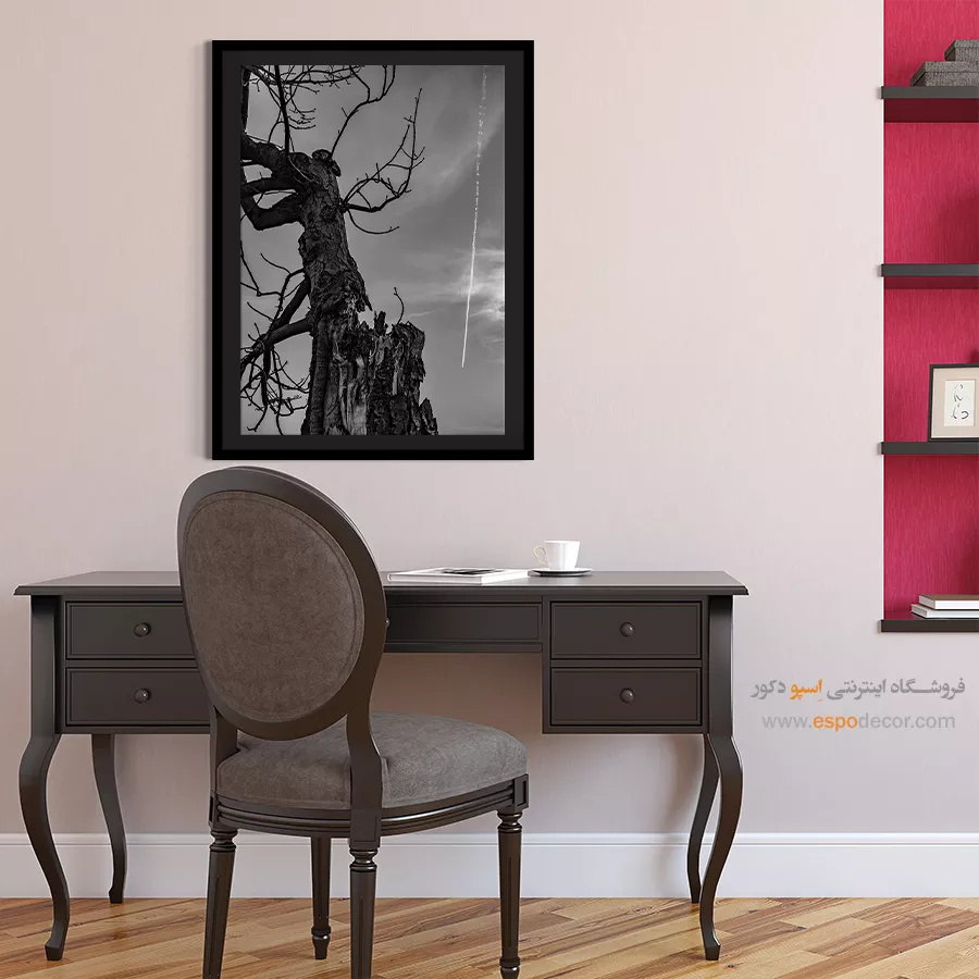 چاپ تابلو روی بوم مدرن - شاه درخت – تابلو سیاه و سفید - اسپو دکور