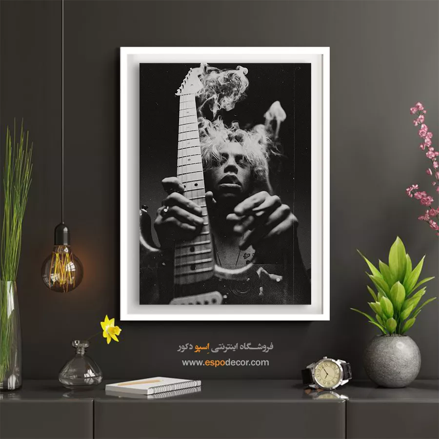 تابلو موسیقی راک - خلسه – تابلو سیاه و سفید - اسپو دکور