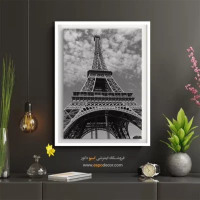 تابلو دکوراتیو با تم فرانسه - هندسه فلزی – تابلو سیاه و سفید - اسپو دکور