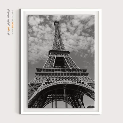 تابلو دکوراتیو با تم فرانسه - هندسه فلزی – تابلو سیاه و سفید - اسپو دکور