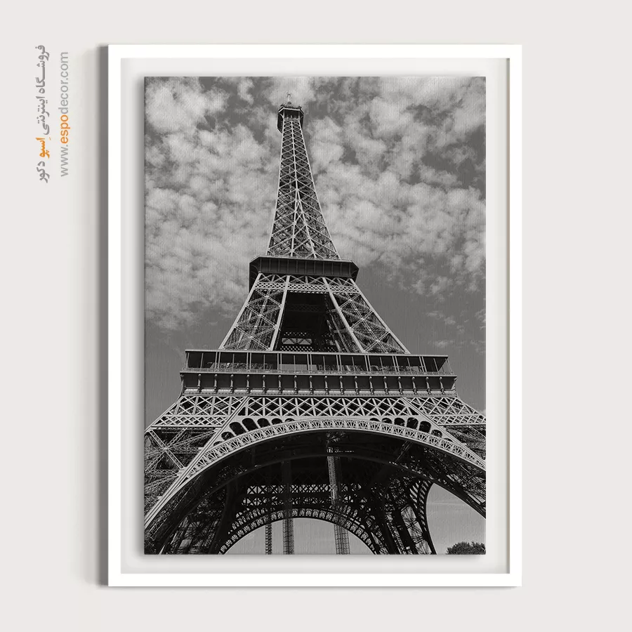 تابلو دکوراتیو با تم فرانسه - هندسه فلزی – تابلو سیاه و سفید - اسپو دکور