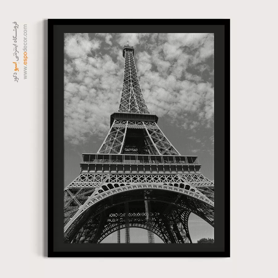 تابلو دکوراتیو با تم فرانسه - هندسه فلزی – تابلو سیاه و سفید - اسپو دکور