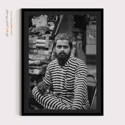 تابلو پرتره مرد سیاه و سفید - شاهراههای افقی – تابلو سیاه و سفید - اسپو دکور