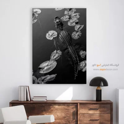 تابلو بوم هنری انتزاعی - شکارچی پنهان – تابلو سیاه و سفید - اسپو دکور