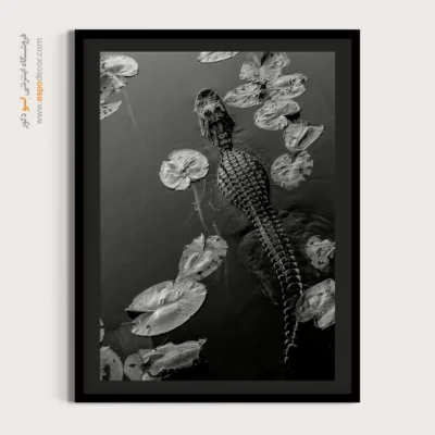 تابلو بوم هنری انتزاعی - شکارچی پنهان – تابلو سیاه و سفید - اسپو دکور