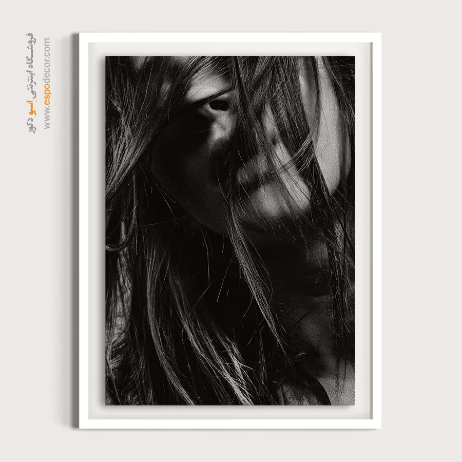 تابلو بوم هنری چهره - پیچش – تابلو سیاه و سفید - اسپو دکور