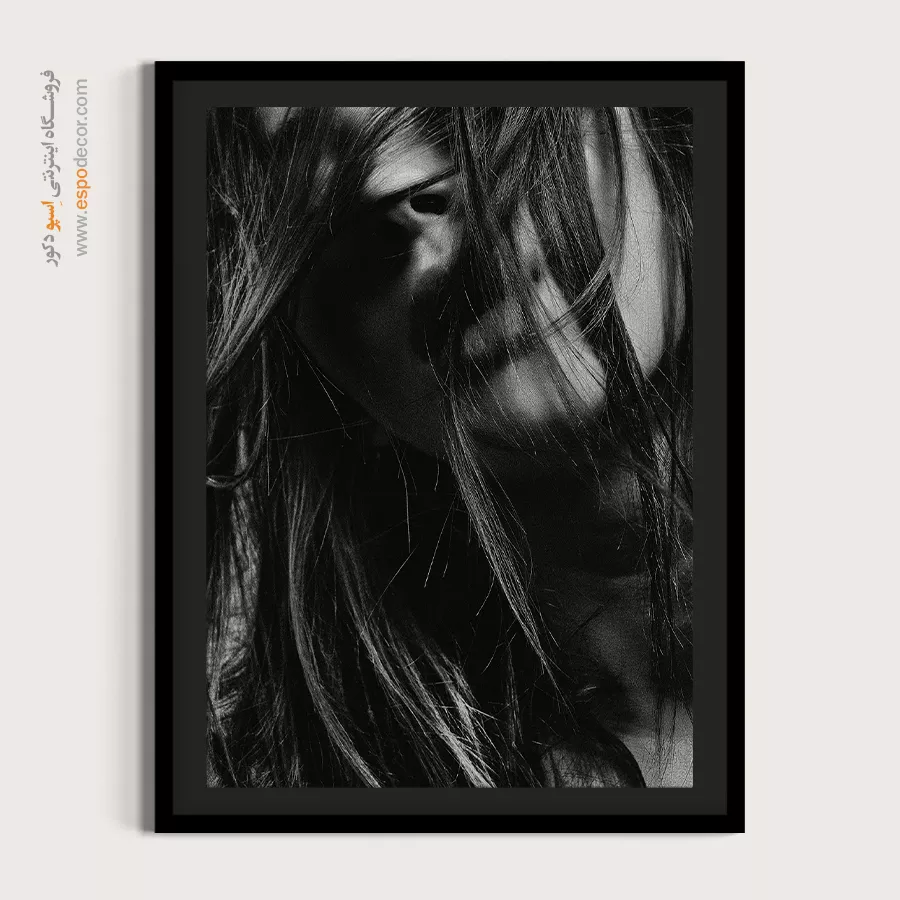 تابلو بوم هنری چهره - پیچش – تابلو سیاه و سفید - اسپو دکور