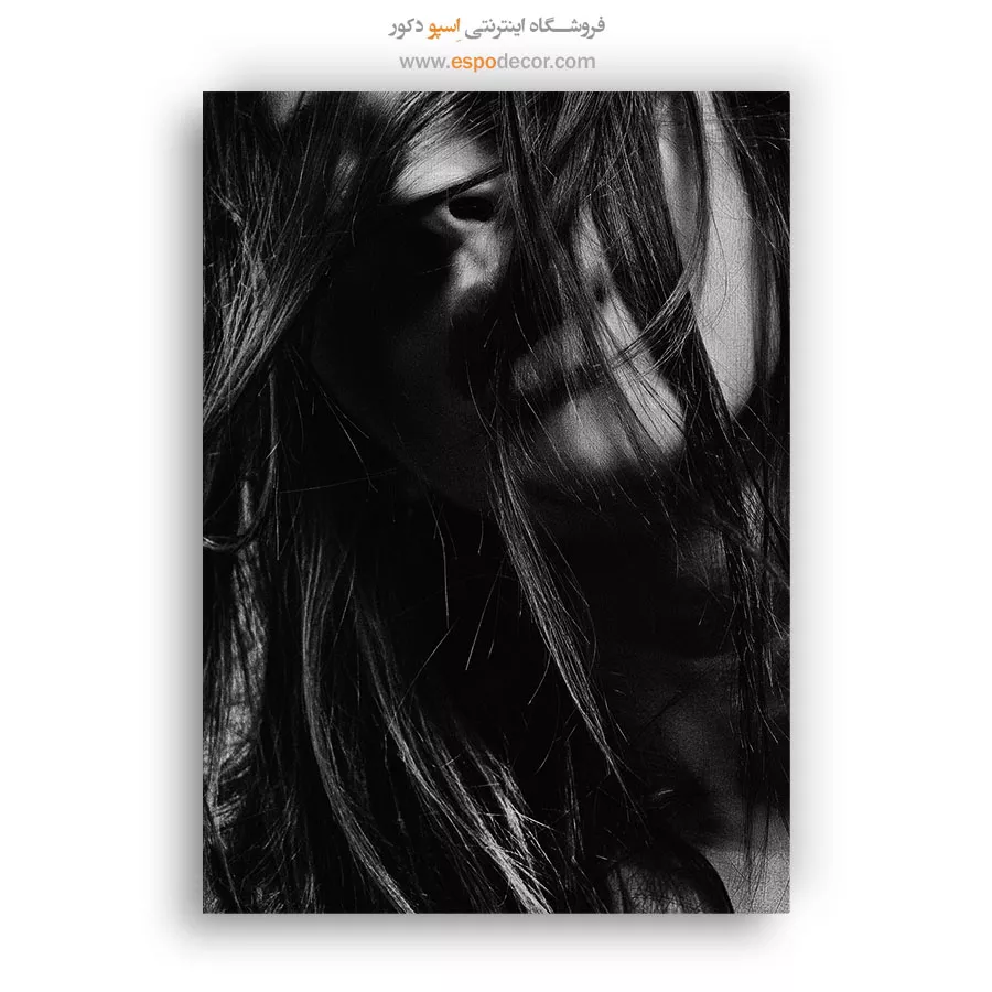 تابلو بوم هنری چهره - پیچش – تابلو سیاه و سفید - اسپو دکور