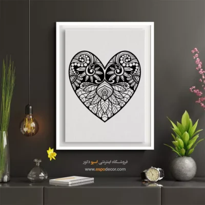 تابلو دیواری برای دکوراسیون مدرن - قلب آرامش – تابلو سیاه و سفید - اسپو دکور